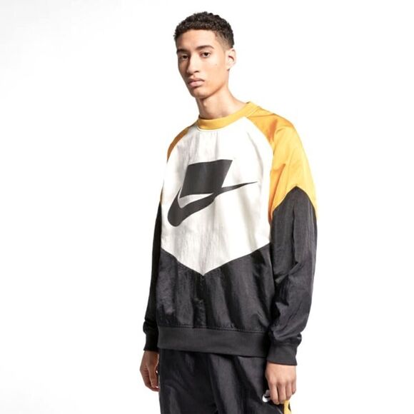 Limited edition, Nike x NSW Crew Woven Men's Sweater Yellow-Black-White - Picture 1 of 12
